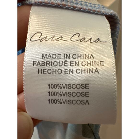 Cara Cara Multicolor Geometric Print Midi Dress with Blue Fringe Hem Size Small - Picture 10 of 10